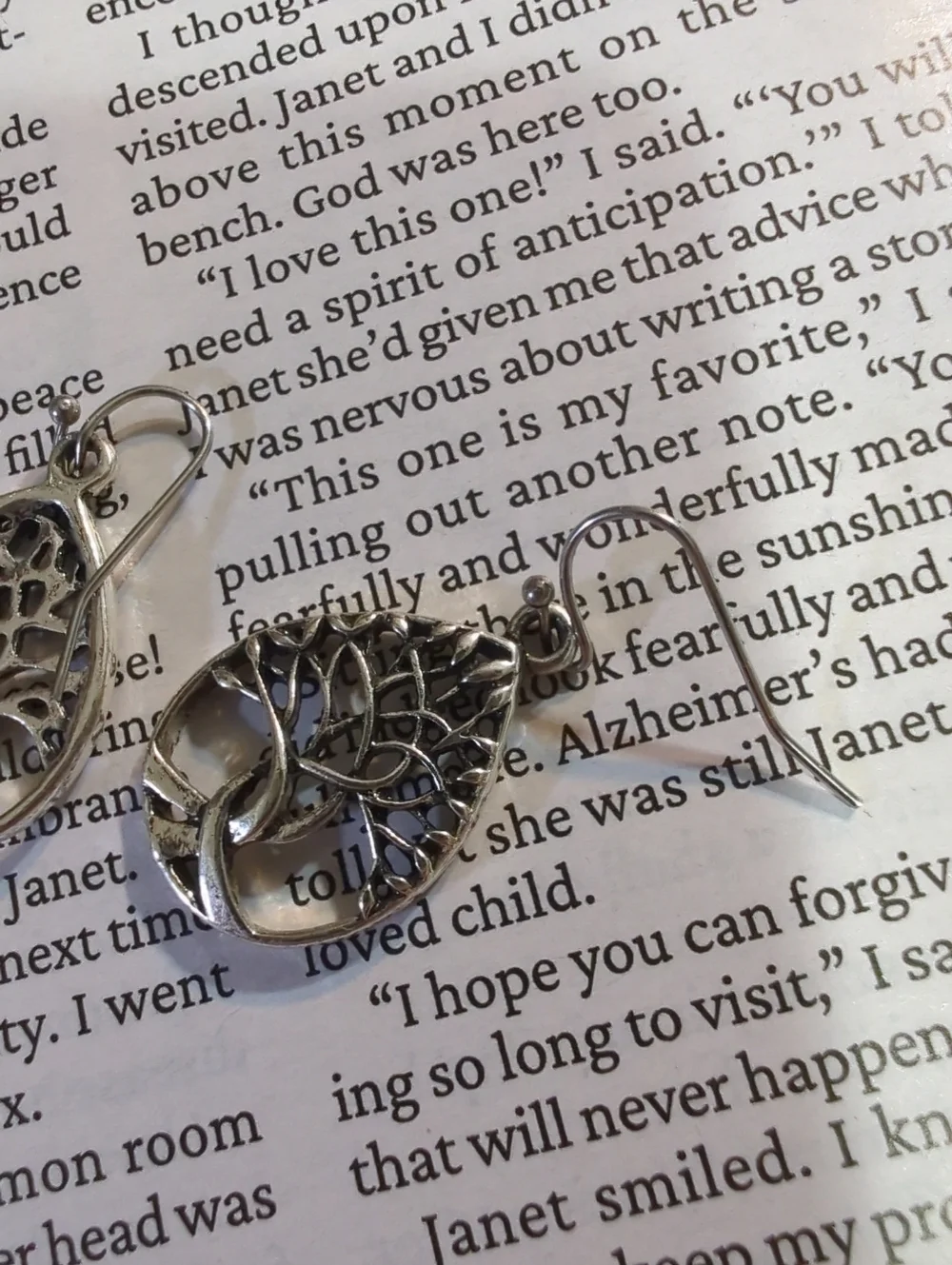 Silver Tree Dangle Earrings 1 Inch - Picture 3 of 5